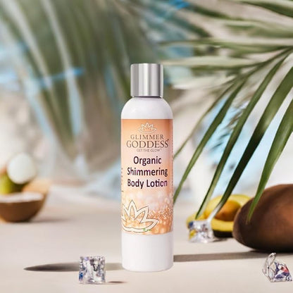 GLIMMER GODDESS Organic Body Lotion - Medium Level 2 Diamond Shimmer, 8 oz