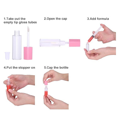 20Pcs Empty Lip Gloss Tubes Cute 5ml Pink Gloss