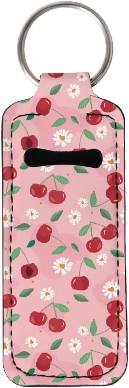 Horeset Women's Lipstick Holder Keychains, Simple Pocket Cherry Gloss