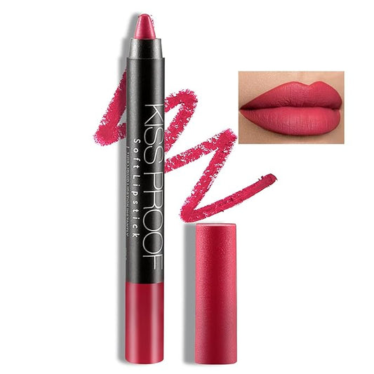 Boobeen Matte Lipstick Pencil Lip Crayon Stick Matte Velvet Lipgloss Creamy Lip Liner Full Coverage High Pigment Waterproof Non-Fade Lipstick for Women, Matte Lip Stain with Smooth Makeup