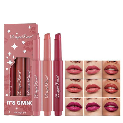 3 Colors Matte Lipstick Set, Nude Lipstick Makeup Long