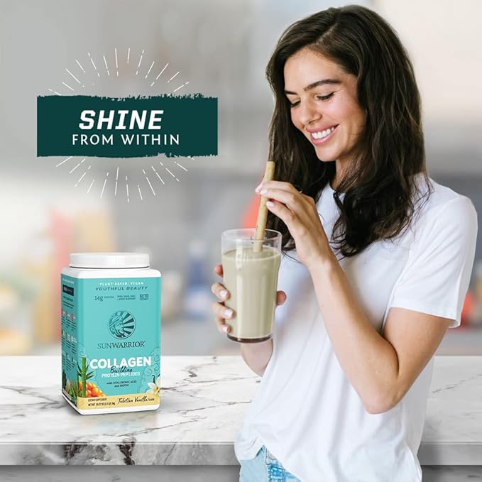 Sunwarrior Vegan Collagen Building Powder Vanilla Flavored 40 Servings & Creatine Monohydrate Powder for Women Berry Lemonade Flavored 50 Servings