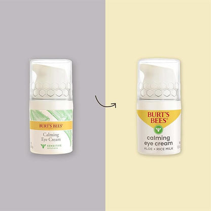 Burt's Bees Calming Eye Cream With Aloe and Rice Milk, Moisturizes Without Causing Redness or Irritation, 98.7 Percent Natural Origin Skin Care, 0.5 oz. Bottle