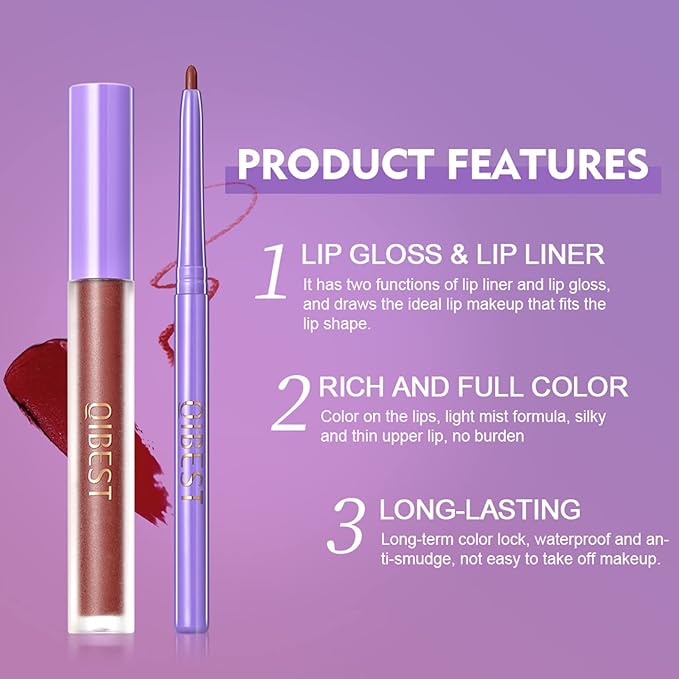 Matte Lip Gloss and Liner with Gift Box, Gloss