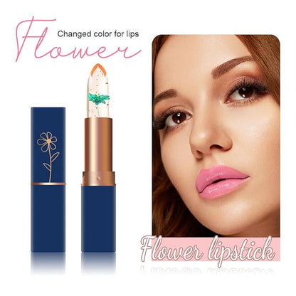 6 Pcs Crystal Flower Jelly Lipstick,Moisturizing Long Lasting Lipstick,Moisturizing