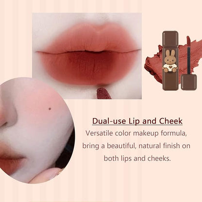 4pcs Bunny Rabbit Flavor Lip Gloss Set for Lips & Cheeks, 4 Colors Matte Velvet Mousse Liquid Lipstick, Soft Lightweight Smooth Lip Mud, Long Lasting Waterproof Lip Makeup Kit