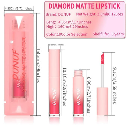 3 Colors Diamond Glitter Metallic Lip Gloss Shimmer Liquid Lipstick Set Black Green Wine Red Matte Lipstick for Women Halloween Lip Makeup