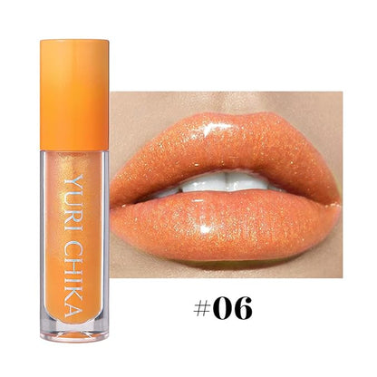 Shimmer Glitter Lip Gloss Oil,6 Color Hydrating Sparkly Lipstick,Non-Sticky Fresh Texture Lip Oil,Long Lasting Moisturizing Lip Makeup (#06)