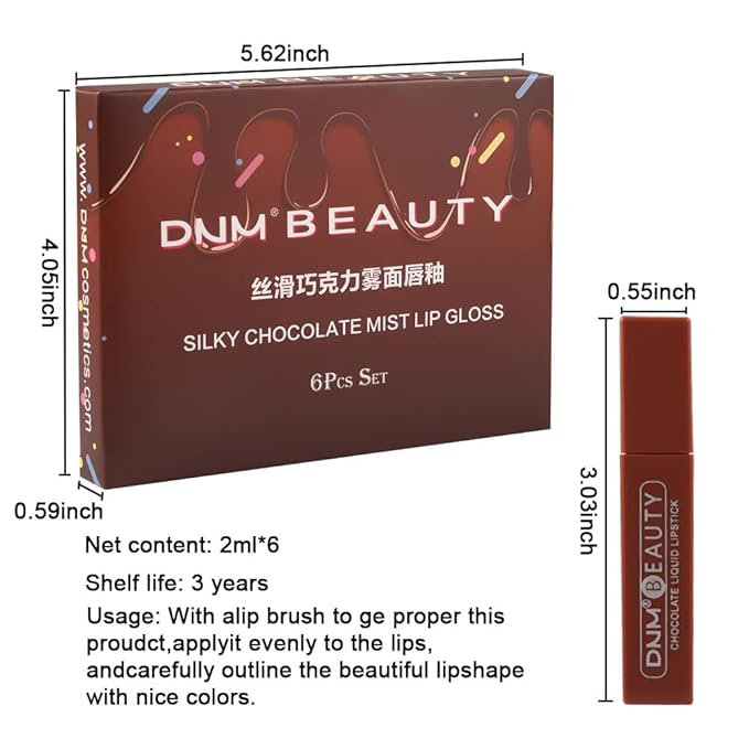 6Pcs Chocolate Matte Liquid Lipstick Lipgloss Lip Gloss Lipgloss