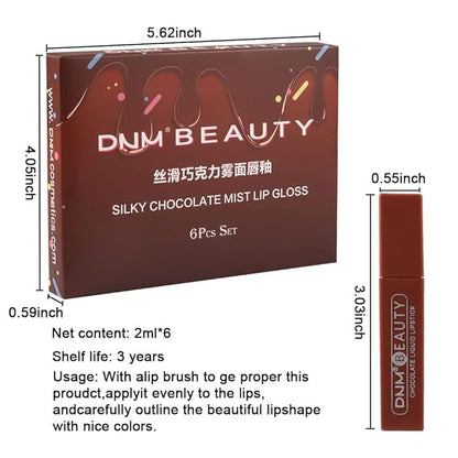 6Pcs Chocolate Matte Liquid Lipstick Lipgloss Lip Gloss Lipgloss