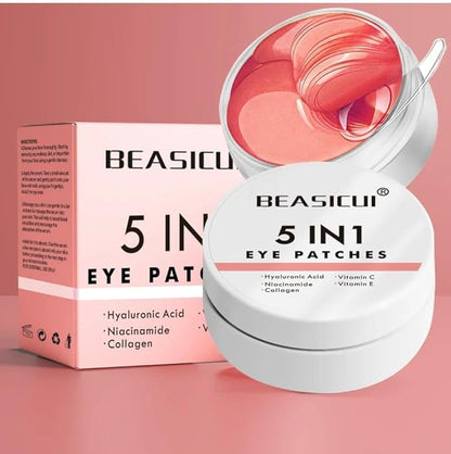 Under Eye Patches - 5 in 1 Under Eye Mask Hyaluronic Acid & Collagen,Under Eye Face Mask,Dark Circles and Puffy Eyes, Undereye Bags,Beauty & Personal Care products (Rose Scented 60 Pcs)