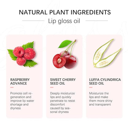 2 PCS Plumping Lip Oil,Hydrating Lip Gloss Oil,Long Plumping