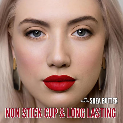 Mynena Bright Red Long-Lasting Matte Liquid Lipstick | Intense Color, Smudge-Proof & Waterproof | Comfortable, Hydrating Shea Butter | Vegan & Cruelty-Free | Lola
