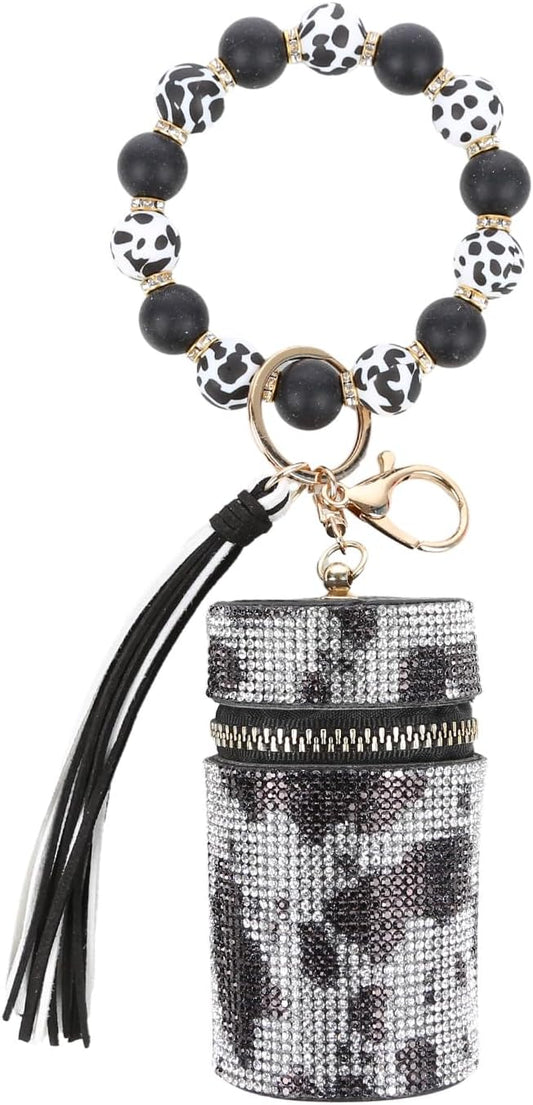 Lipstick Keychain, Leather Diamond Lip Gloss Holder, Stylish Gloss