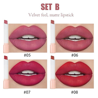 4 Colors Mini Little Tube Lipstick, Matte Velvet Long