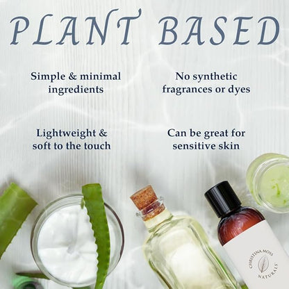 Christina Moss Naturals Unscented Body Lotion, Natural and Organic Ingredients, Gentle, No Toxic Chemicals