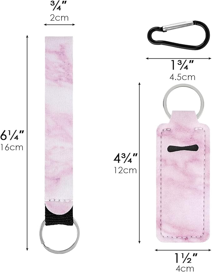 Marble Chapstick Holder Keychains Lipstick Sleeve Pouch Lip Gloss