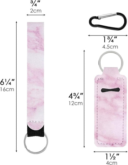Marble Chapstick Holder Keychains Lipstick Sleeve Pouch Lip Gloss
