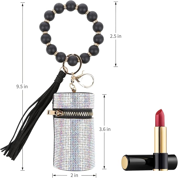 Lipstick Keychain, Leather Diamond Lip Gloss Holder, Stylish Gloss