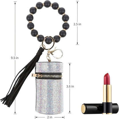 Lipstick Keychain, Leather Diamond Lip Gloss Holder, Stylish Gloss