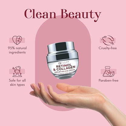 Retinol Eye Cream with Collagen - Anti-Aging, Hydrating & Reduces Puffiness & Wrinkles - Dermatologist Tested, Cruelty-Free Korean Skin Care for All Skin Types - 1.01 Fl. Oz
