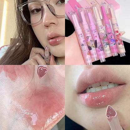 Petansy 6 Colors Jelly Lipstick Heart Shape Lipstick Plumping