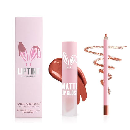 VIOLA HOUSE Lipstick Lip Liner Set, Matt Lipstick Non-Fading,