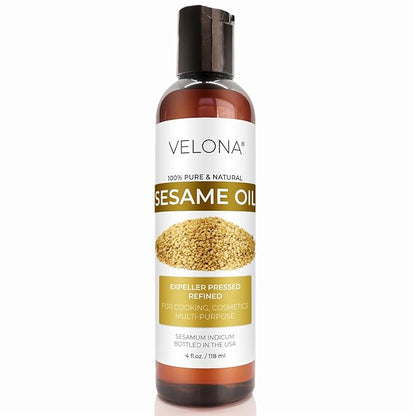 velona Sesame Seed Oil 4 fl oz | 100% Pure and Natural Carrier Oil | Refined, Expeller Pressed | Cooking, Skin, Hair, Body & Face Moisturizing | Use Today - Enjoy Results