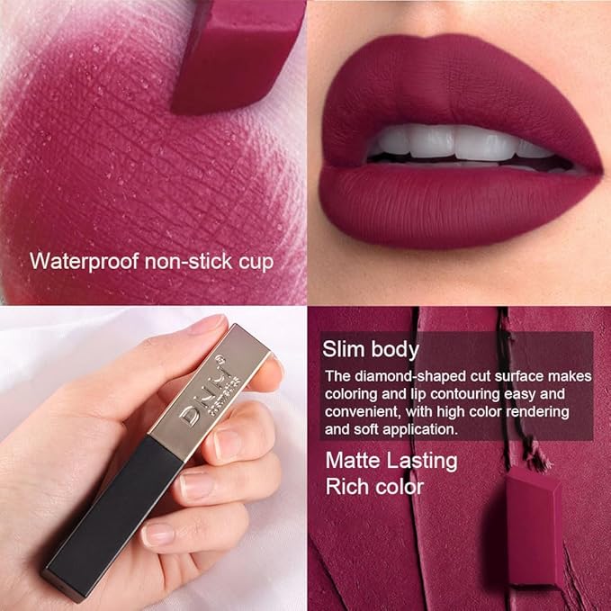 evpct 3Pcs Plum Purple Mauve Nude Beige Pink Matte Matte Color Stay Lipstick Lip Crayon Set for Women Waterproof Long Lasting 24 Hour Lipstick labiales matte larga duracion 24 mate 24 horas originales