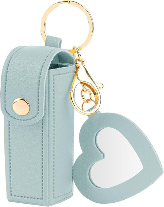 Lipstick Organizer Keychain Chapstick Case with Mirror Organizer