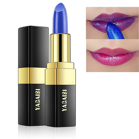 MEICOLY Blue Shimmer Lipstick, Magic Color Changing Lipstick,Tinted Magic