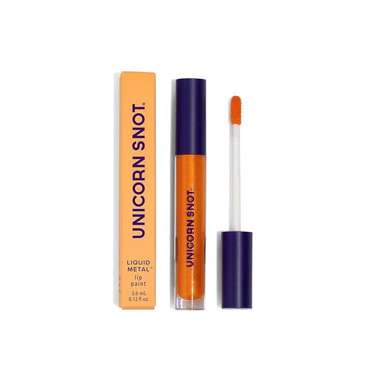 UNICORN SNOT Liquid Metal Lip Paint - Metallic Lip Gloss - Non-drying, Long-lasting Liquid Lipstick, Intense Pigment Lip Color with Metallic Shimmer - Vegan, Cruelty-Free Lip Makeup, Orange (Blaze)