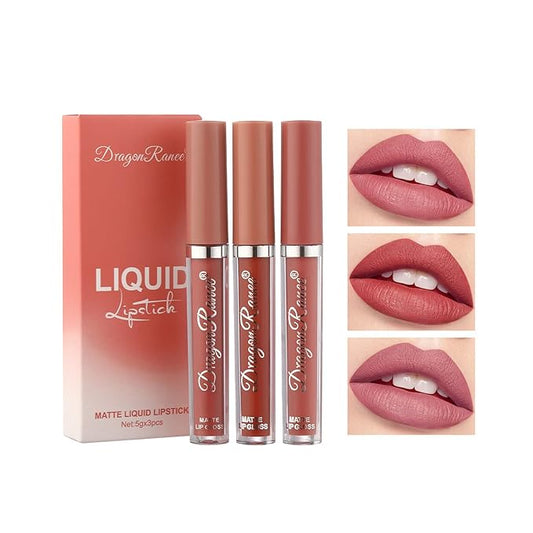 3 Colors Matte Liquid Lipstick Sets , Matte Long-Lasting