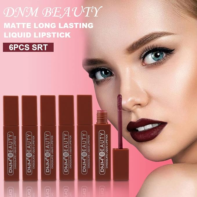 6Pcs Chocolate Matte Liquid Lipstick Lip Gloss Stain Gloss