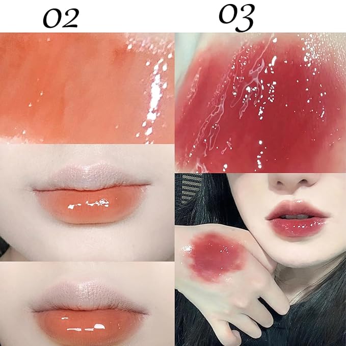 4Pcs Bear Lip Glaze Hydrating Jelly Lip Gloss,Jelly Glaze