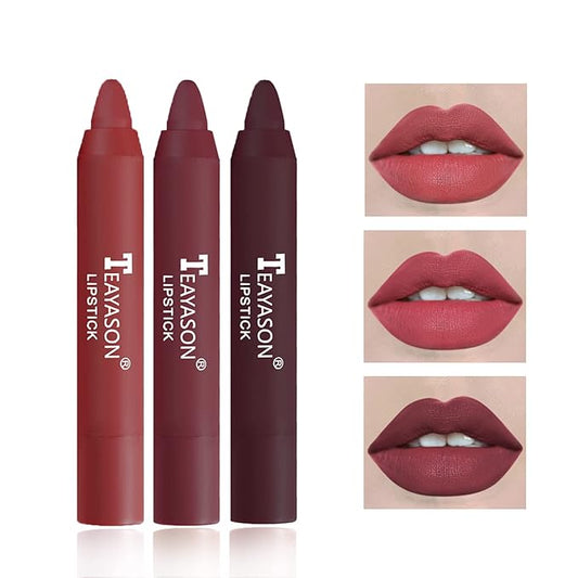 3PCS Nude Lipstick Set Matte Lip Stick Waterproof Long