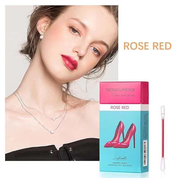 FLIPNEX 20Pcs Cotton Swab Tattoo Lipstick, Tattoo Lipstick Long