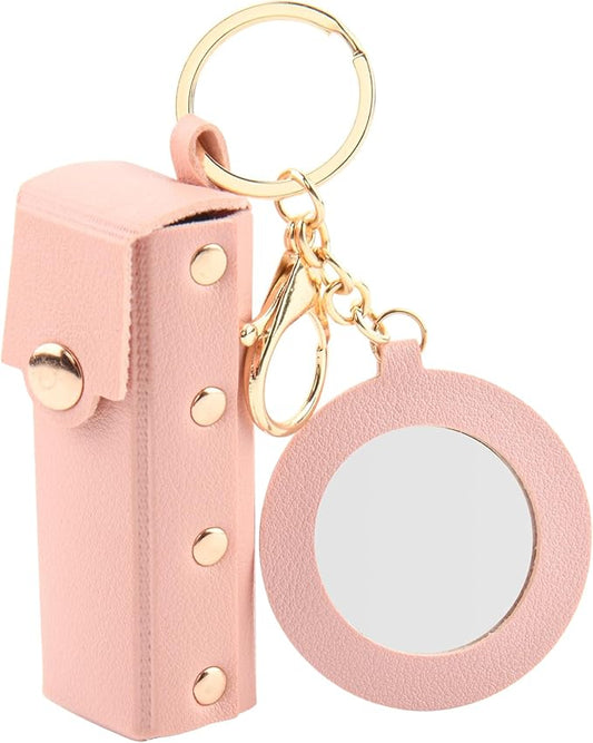 Lipstick Organizer Keychain Chapstick Case with Mirror Organizer