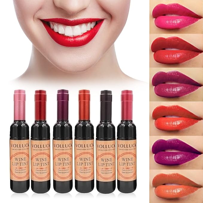 VOLLUCK Wine Liquid Lipstick Gloss, Lip Tint Waterproof Gloss,