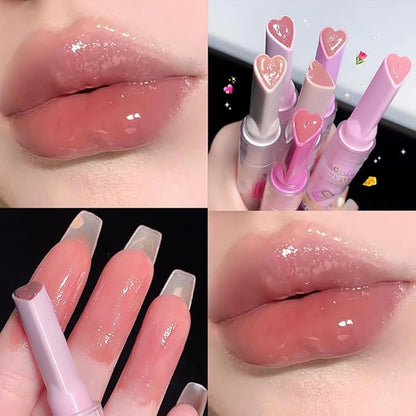 Petansy 6 Colors Jelly Lipstick Heart Shape Lipstick Plumping