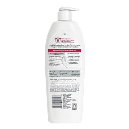 Curel Ultra Healing Intensive Fragrance-Free Lotion For Extra-Dry Skin, Dermatologist Recommended, Ideal for Sensitive Skin, Cruelty Free, Paraben Free, 20 Oz