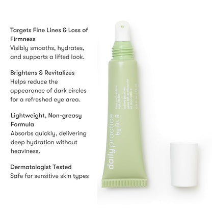 by Dr. B Firm and Restore Eye Cream, Lightweight Eye care for Dark Circles, Puffiness & Fine Lines with Peptides and Hyaluronic Acid, Paraben Free, Phthalate-Free, Travel-Friendly, 15ml