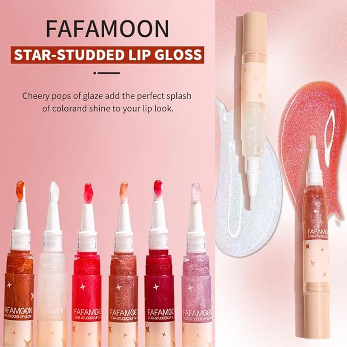 Red Glitter Lip Gloss Long Lasting Pearl Shimmer Lip
