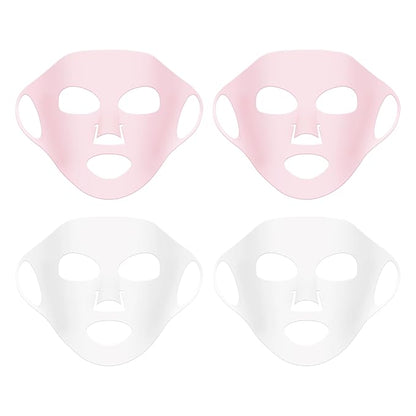 4 Pack Silicone Face Mask Holder for Sheet Masks,Moisturizing Facial Mask Cover,Prevent Evaporation,Beauty Face Tool,Travel Pouch,Reusable Anti-Wrinkle Silicone Face Mask