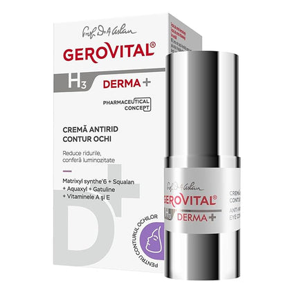 Gerovital DERMA+ Anti-Wrinkle Eye Contour Cream, Anti-Aging Action, 15ml