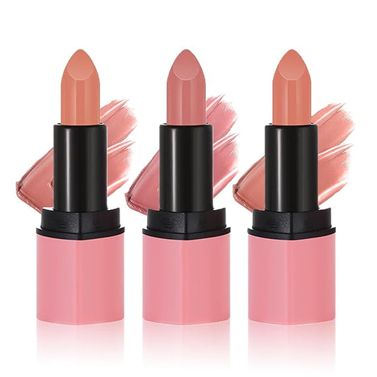 AWCCXMYM 3Pcs Matte Lipstick Nude Lip Stick Velvet Lip Stain Lightweight Long Lasting Waterproof Non-Stick Cup Not Fade Lip Gloss Set Makeup For Women