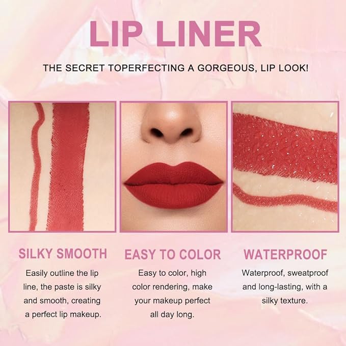 evpct 1Pcs Ruby Red Lip Liner and Lipstick