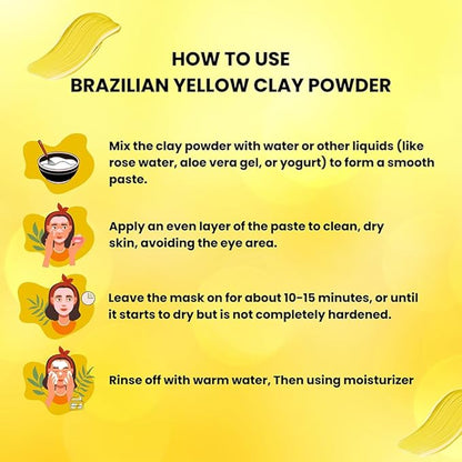 Brazilian Yellow Clay Powder 227 g - Natural | Cosmetic clay powder for Skin Care| Face Mask | Soap Making