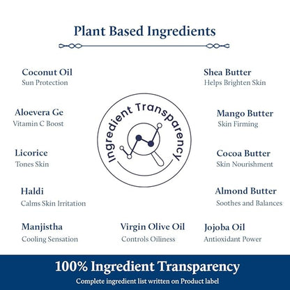 Blue Nectar Cocoa Butter Nargis Body Sunscreen Lotion with SPF 30 PA ++ - No Parabens, Silicones, Mineral Oil, Color (10 Herbs, 6.7 Fl oz)