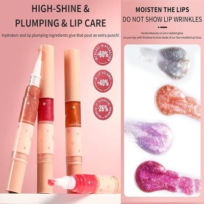 Red Glitter Lip Gloss Long Lasting Pearl Shimmer Lip